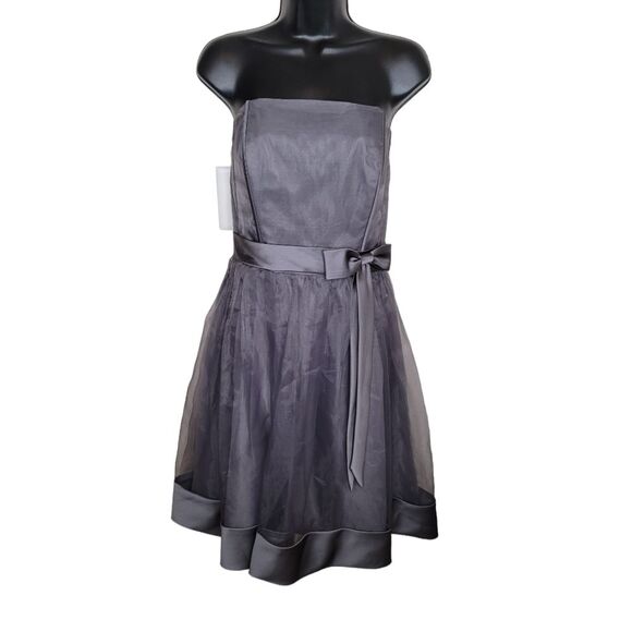 Alfred Angelo gray tulle strapless short formal Bridesmaid dress Size 16 - Picture 1 of 7